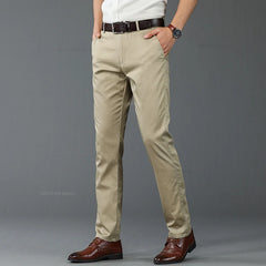 Summer Ultra-thin Men's Elastic Casual Pants Classic High Waist Business