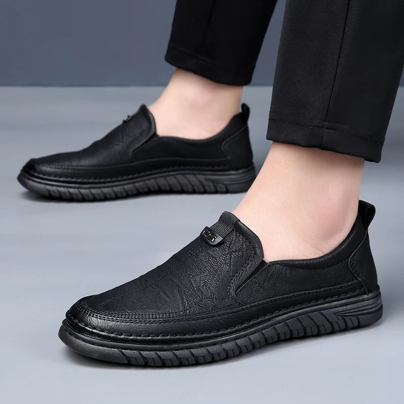 Mesh Breathable Dress Leather Men Shoes Summer Slip On Loafers