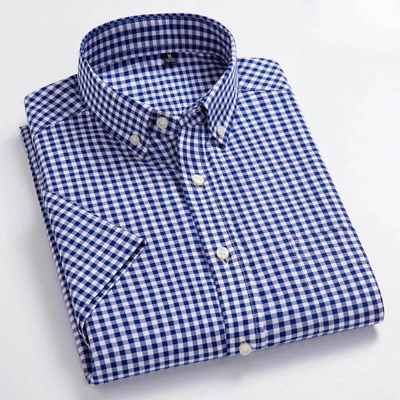 cotton summer short sleeve shirts for men slim fit office clothes