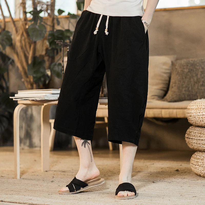 Summer Brand Japanese Style Loose Men's Cotton Harem Pants