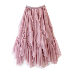 Boho Long Tulle  Mesh Irregular Midi Tutu Maxi Skirt