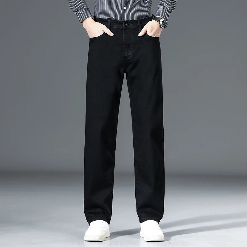 Classic Business Straight Jeans Men's Trousers Clothing