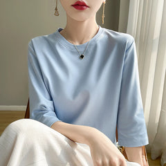 Short Sleeve T-Shirt Joker Cotton Cropped Sleeve Bottoming Shirt
