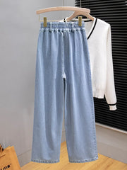 High Waist Casual Jeans Style Wide Leg Denim Pants