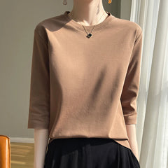 Short Sleeve T-Shirt Joker Cotton Cropped Sleeve Bottoming Shirt