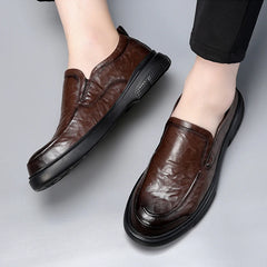 Business Shoes Flat Slip-on Cow Leather Mens Casual Shoes