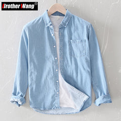 Men's Denim Shirts Autumn Thin Fashion Long Sleeve Casual Shirt