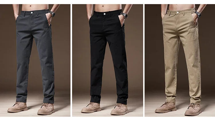 Business Casual Trousers Stretch Cotton Work Pants Formal Straight Pants