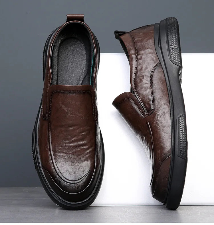 Business Shoes Flat Slip-on Cow Leather Mens Casual Shoes