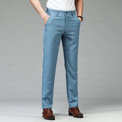 Thin Men's Casual Pants Linen Fabric Fashion Straight Trousers