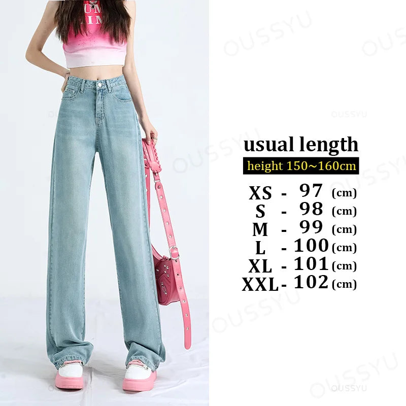 Thin Loose Straight High Waisted Pant Fashion Retro Casual Trousers