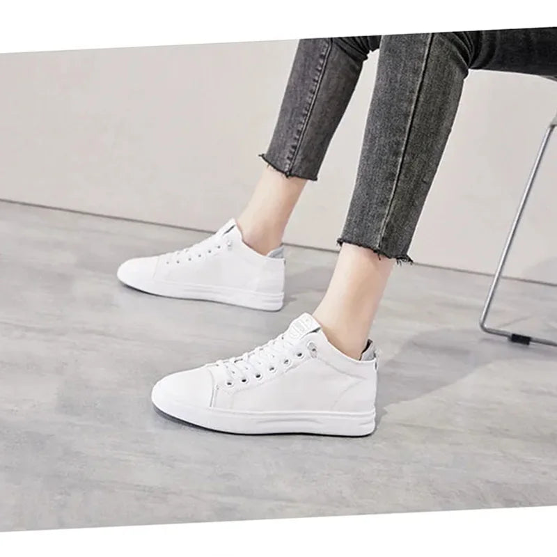 Women Sneakers Genuine Leather Shoes Cowhide Fashion Flat Casual