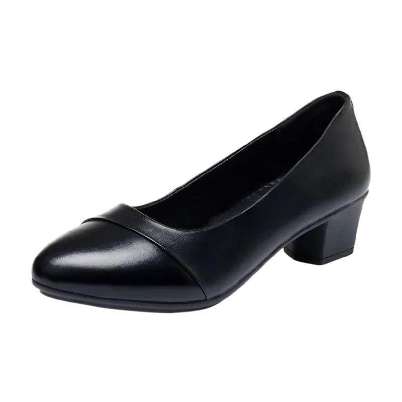 Shoes Women Mid Heel  Office Lady Pumps Basic Square Heeled