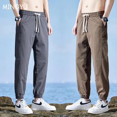 Summer Cotton Jogger Pants Men Cargo Casual Sweatpants