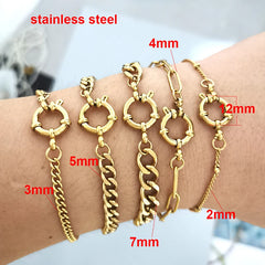 Bracelet Men Stainless Steel Twist Rope Chain Geometric Link Basic
