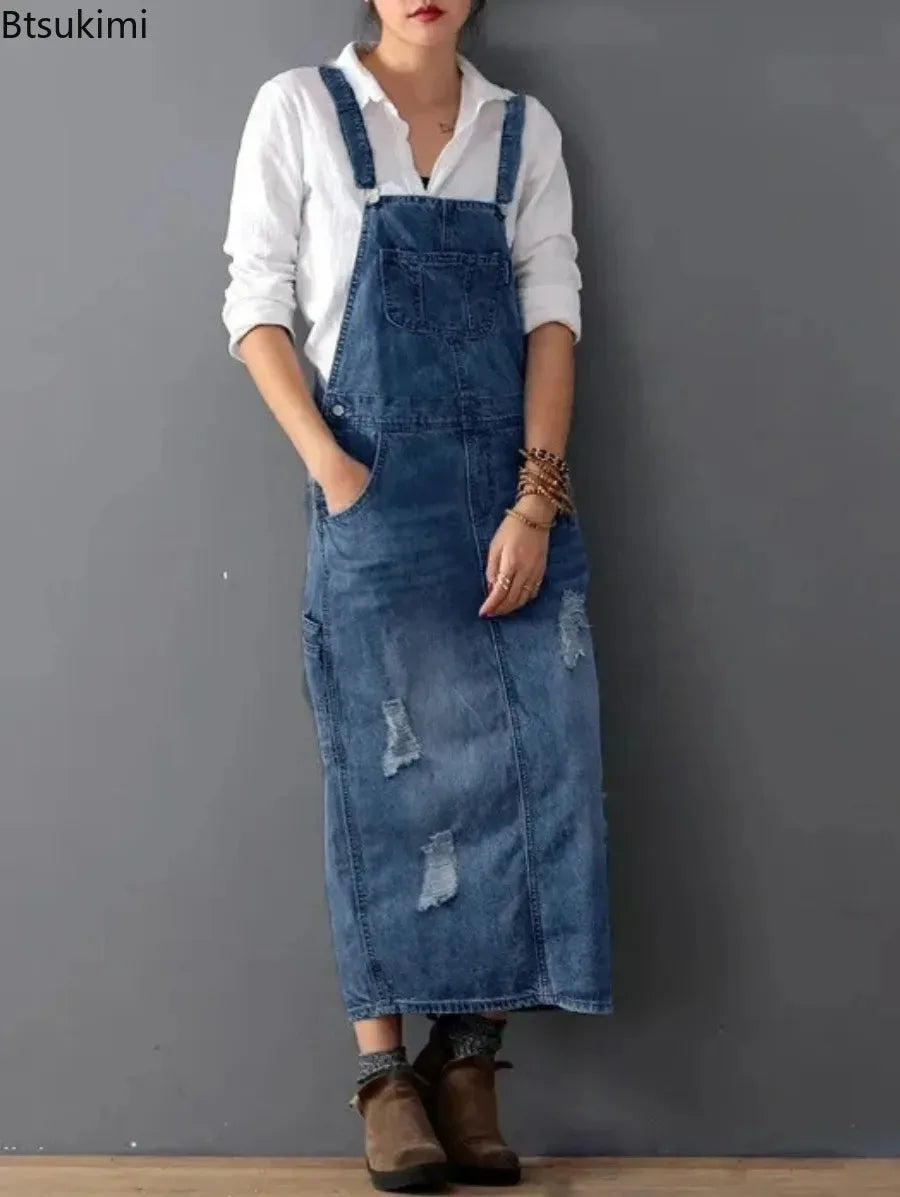 Women' Denim Dresses Suspender Sleeveless Strap Jumpsuit Overall