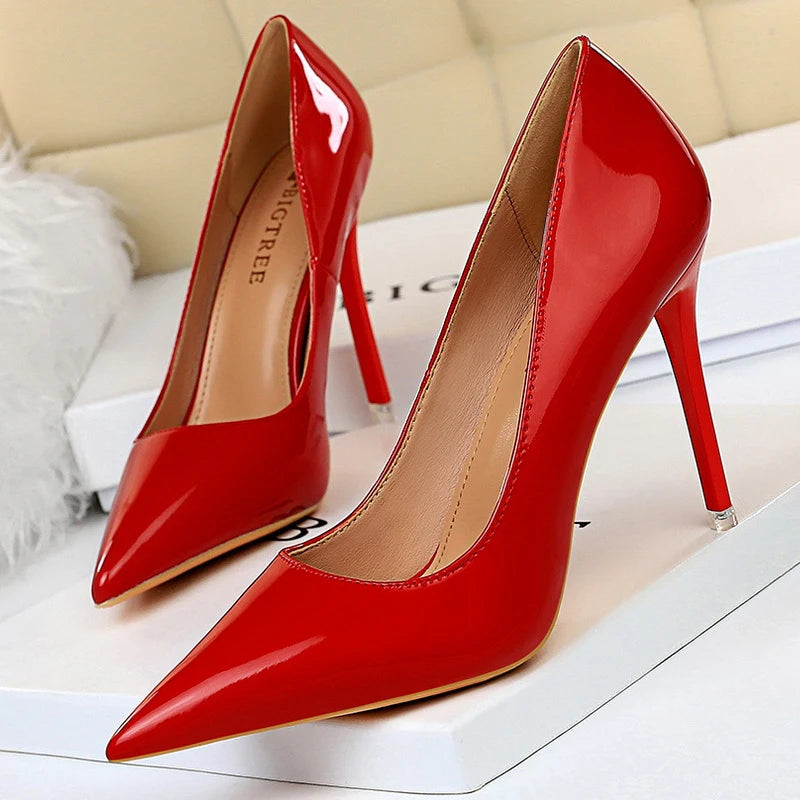 Shoes Patent Leather Women Heels Fashion Women Pumps