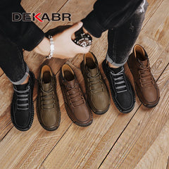 Leather Men Winter Outdoor Ankle Boots Big Size