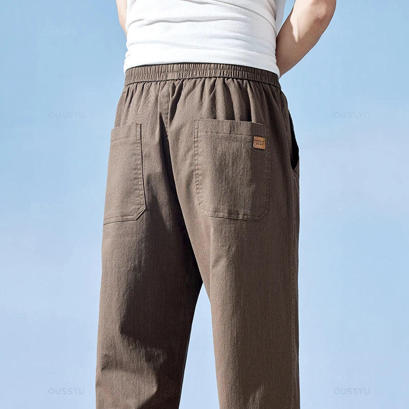 Summer Cotton Jogger Pants Men Cargo Casual Sweatpants