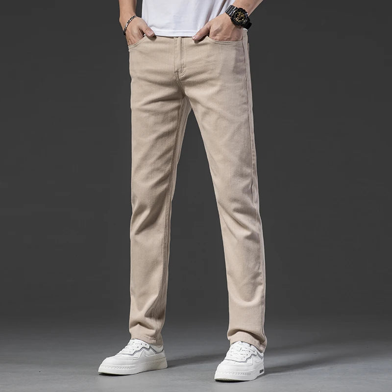 Cotton Stretch Men's Fitted Straight Pants