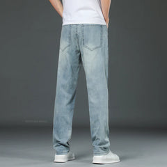 Summer Men's Thin Jeans Loose Straight Business Casual Trousers