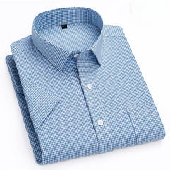 cotton summer short sleeve shirts for men slim fit office clothes