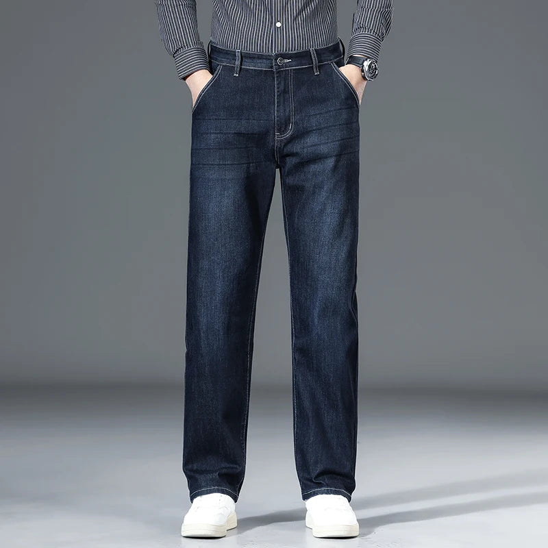 Classic Business Straight Jeans Men's Trousers Clothing