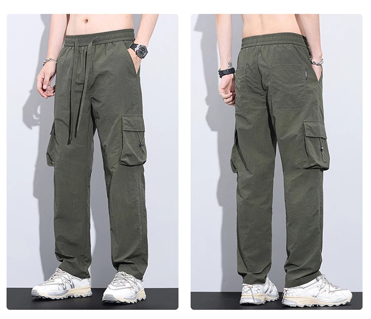 Summer Men's Ultra Thin Baggy Casual Pants Retro Casual