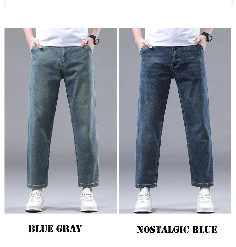 denim Ankle-Length Pants classic style Stretch fabric straight jeans