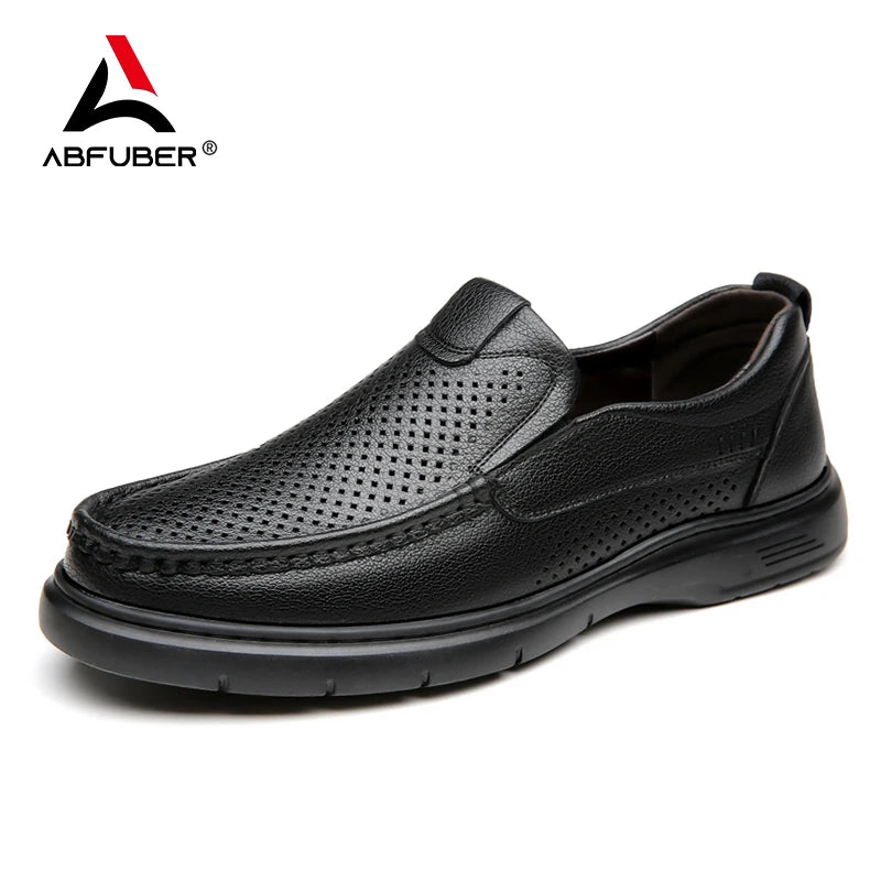 Mesh Breathable Dress Leather Men Shoes Summer Slip On Loafers