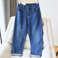 High Waist Harem Denim Pants Fashion Casual Elasticity Comfort Jeans