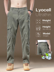 Men's Cargo Pants Solid Color Work Wear Elastic Waist Casual