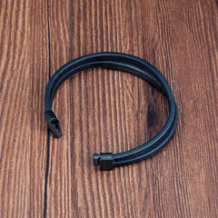 Simple Style Men's Black Genuine Leather Bracelet Classic Bangles