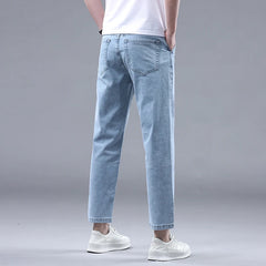 Straight Thin Jeans for Men Classic Style Stretch Ankle-Length Pants