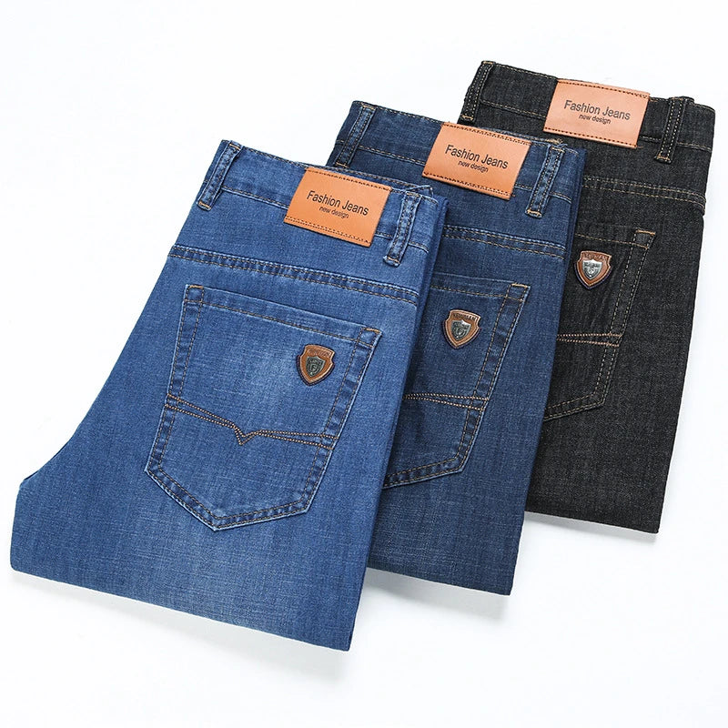 Straight Lightweight Classic Business Casual High Waist Men's Thin Jeans