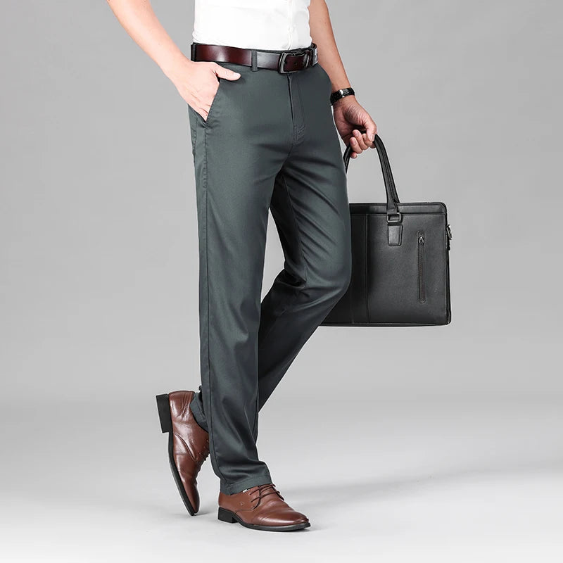 2Men's Business Thin Straight Casual Pants Classic Style