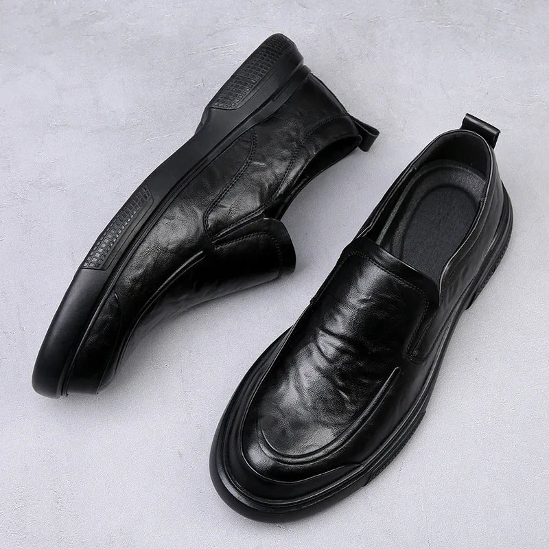 Business Shoes Flat Slip-on Cow Leather Mens Casual Shoes