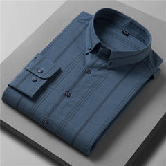 Men's Striped Long Sleeve Shirt Business Casual Loose Shirt