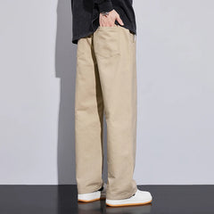 Baggy Men's Cotton Wide Leg Pants Fashion Elastic Waist