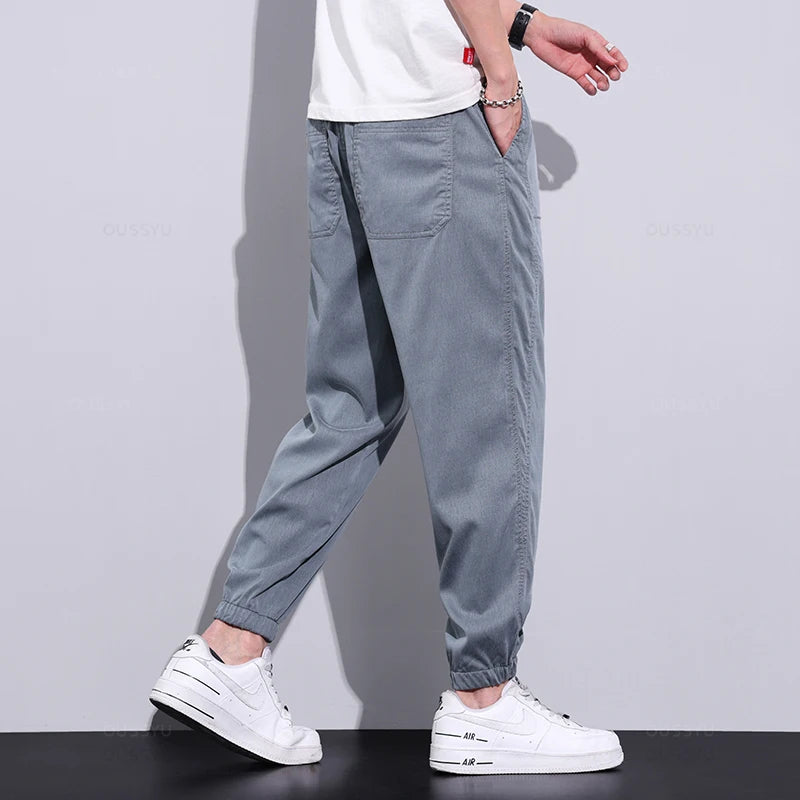 Men's Cargo Casual Pants Summer Thin Jogger Sweatpants Harem Trousers