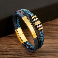Multilayer Stainless Steel Insert Bracelet Viking Leather Bracelets