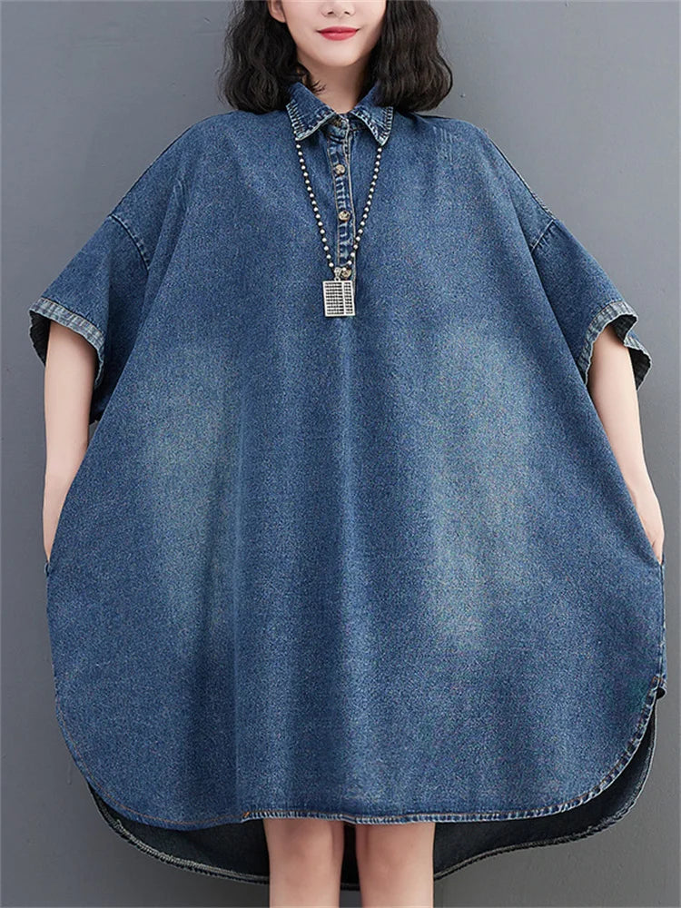 Oversized Summer Women Irregular Loose Denim Casual Big Size Pullover