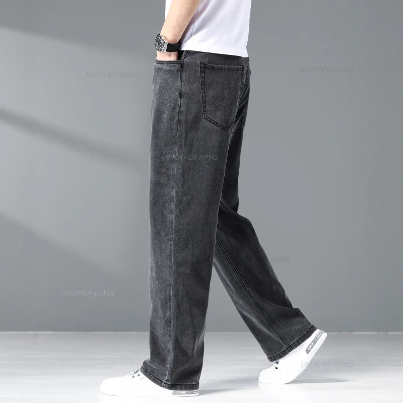 Summer Jeans for Men Loose Wide Leg Plus Size Casual Trousers