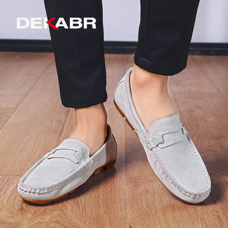 Men Loafers Men's Casual Shoes Suede Moccasins Slip on Boat Shoes