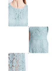 Vintage Lace Hollow Out Prom Short Sleeve Long Dress Clothing