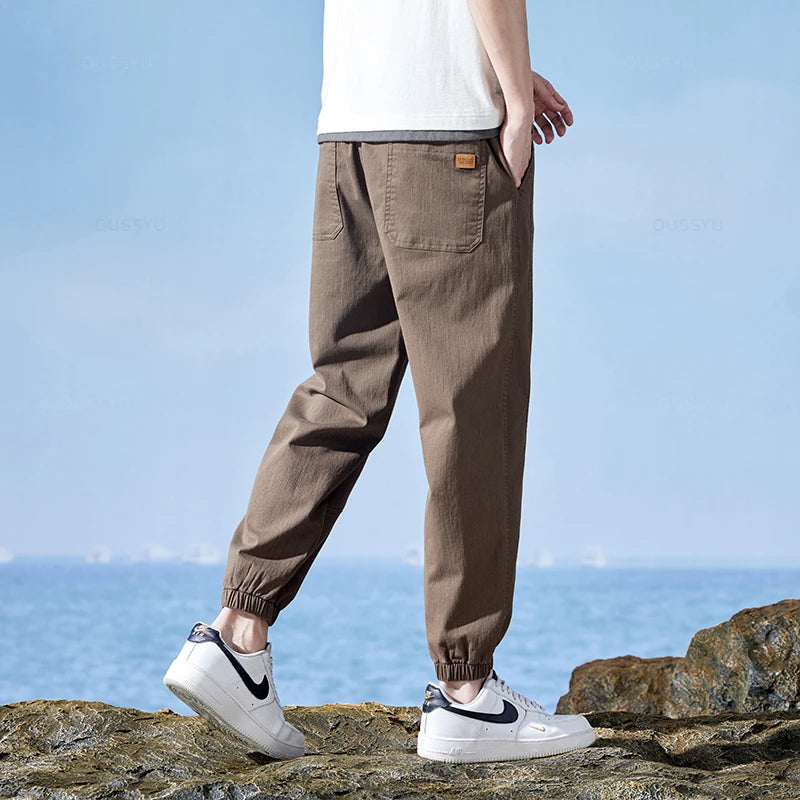 Summer Cotton Jogger Pants Men Cargo Casual Sweatpants