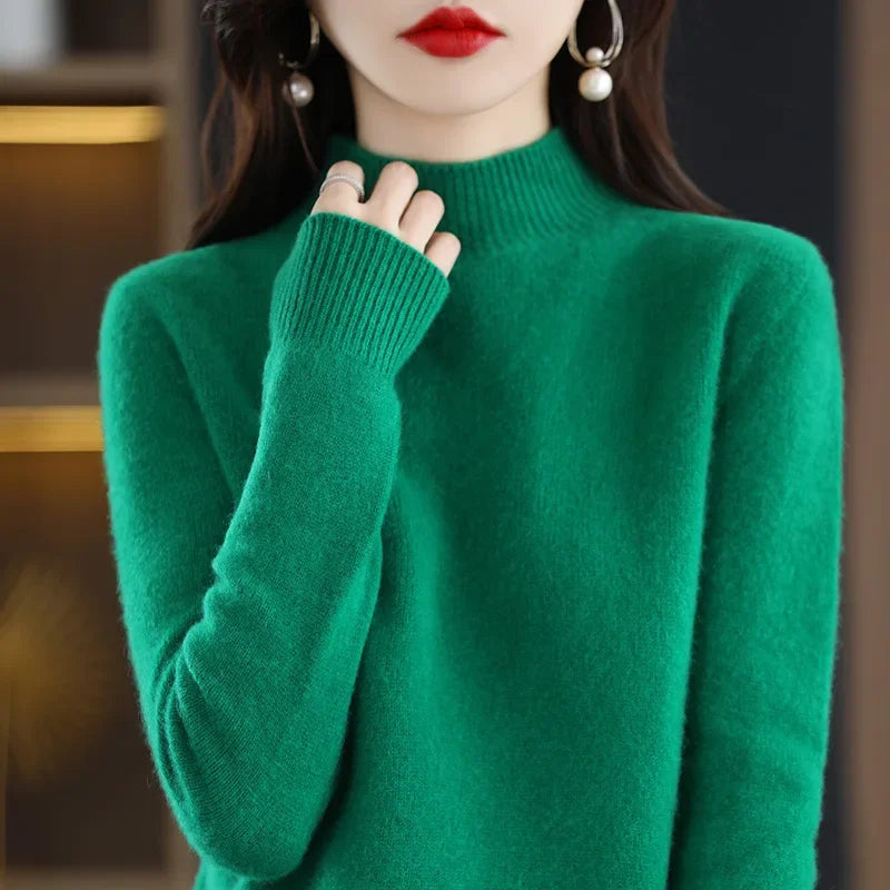 Sweater Fashion Warm Bottoming Shirts Half High Collar Basic Knitwear