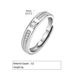 Adjustable 4mm Rings for Men Sparking Cubic Zirconia Stones