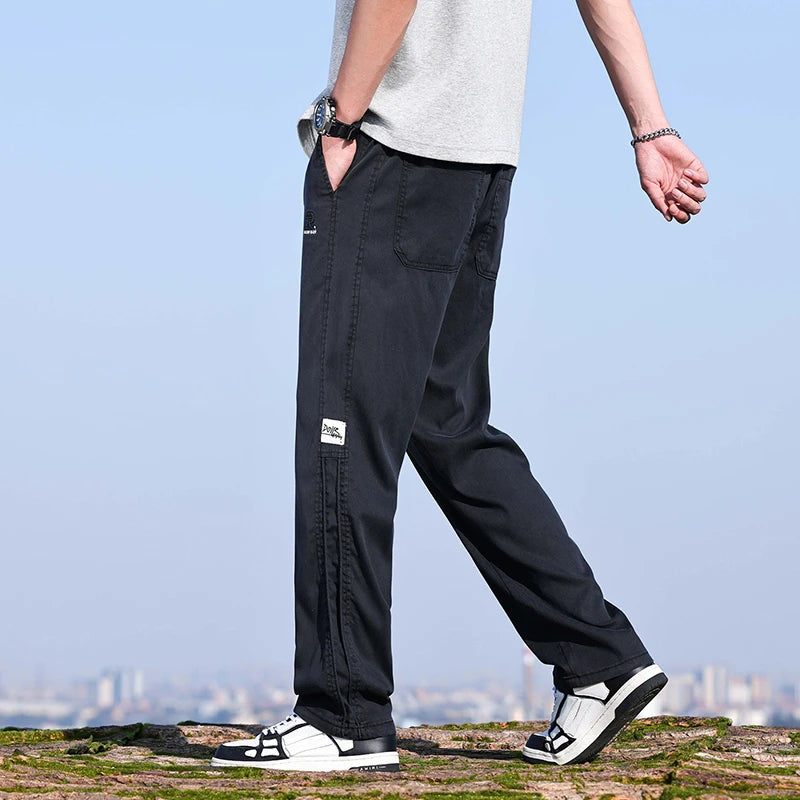 Men's Summer Thin Baggy Wide Leg Casual Pants Solid Color Cargo Pants