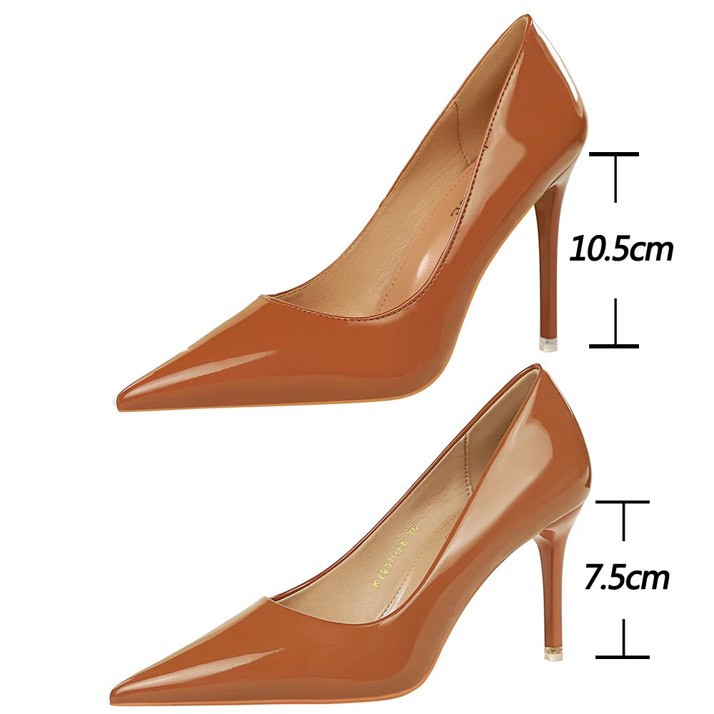 Shoes Patent Leather Women Heels Fashion Women Pumps